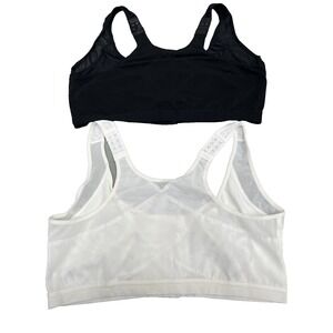 2 Bras 4XL Hook & Eye Front Closure Adjustable Strap Back Support Blk + White